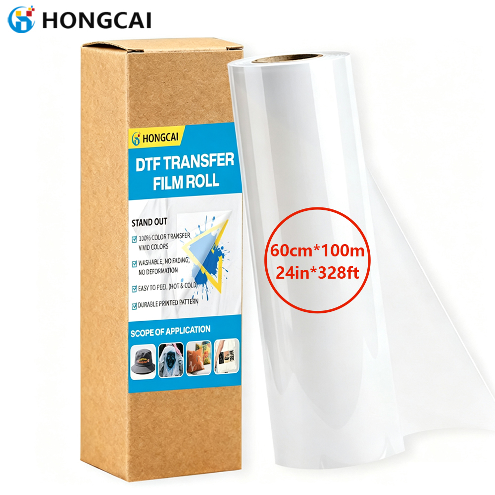 Commercial Printing On Fabric - Gulungan Film Transfer DTF 24in×328ft, Film