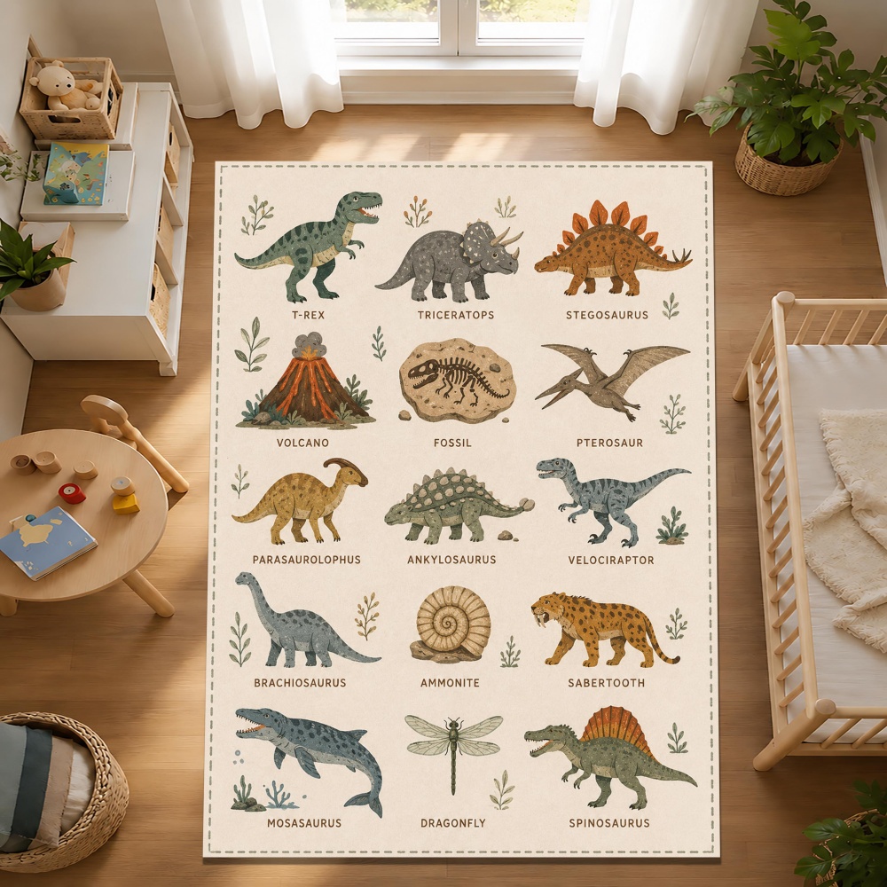 Commercial Window Printing - Karpet besar bergambar grafik edukasi dinosaurus