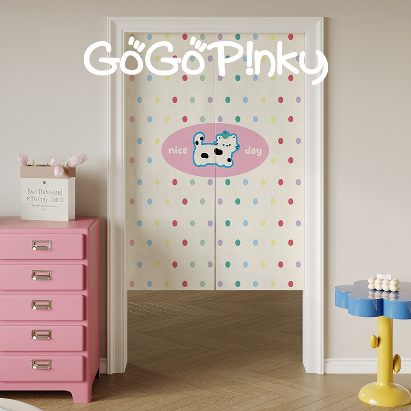 Commercial Window Printing - VIKAMA Tirai Pintu Noren Kotak-kotak Pink