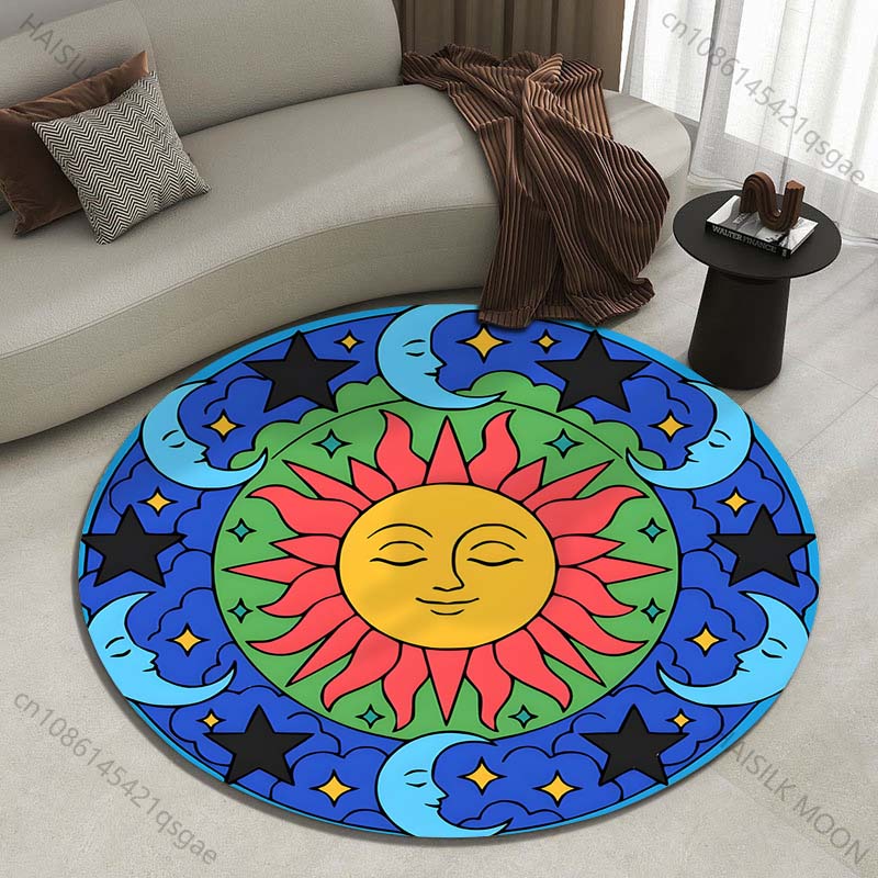 Commercial Printing And Design - Karpet bundar bermotif matahari, bulan, dan