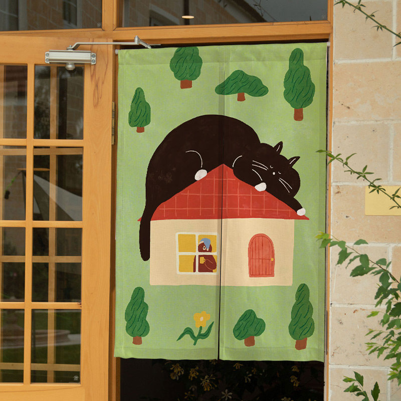 Commercial Window Printing - VIKAMA Tirai Pintu Noren Hitam Lucu